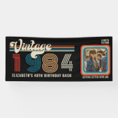 任意のパーソナライズされた年齢のヴィンテージカスタムフォト誕生日 横断幕 (横)