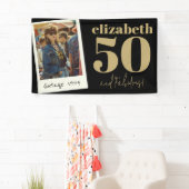 任意のパーソナライズされた年齢のヴィンテージカスタムフォト誕生日 横断幕 (インサイチュ)