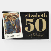 任意のパーソナライズされた年齢のヴィンテージカスタムフォト誕生日 横断幕 (横)