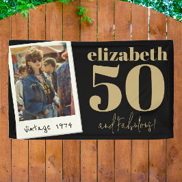 任意のパーソナライズされた年齢のヴィンテージカスタムフォト誕生日 横断幕