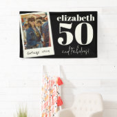 任意のパーソナライズされた年齢のヴィンテージカスタムフォト誕生日 横断幕 (インサイチュ)