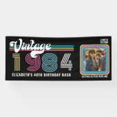 任意のパーソナライズされた年齢のヴィンテージフォト誕生日クール 横断幕 (横)