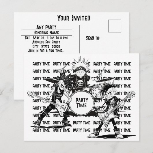 任意のパーティーお祝いホームホリデー誕生日音楽 ポストカード (正面/裏面)