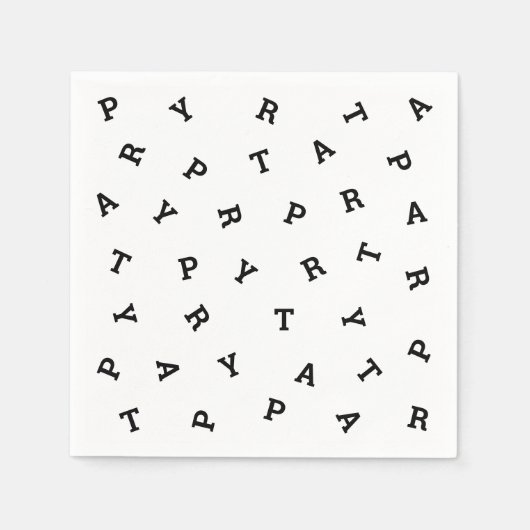 任意のパーティー文字白黒モダン紙ナプキン スタンダードカクテルナプキン (正面)