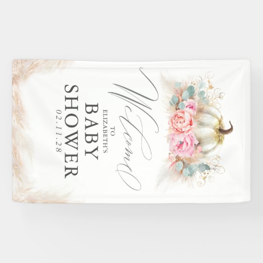 任意のパーティー – カボチャのピンクの花 横断幕 (横)