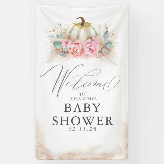 任意のパーティー – カボチャのピンクの花 横断幕 (縦)