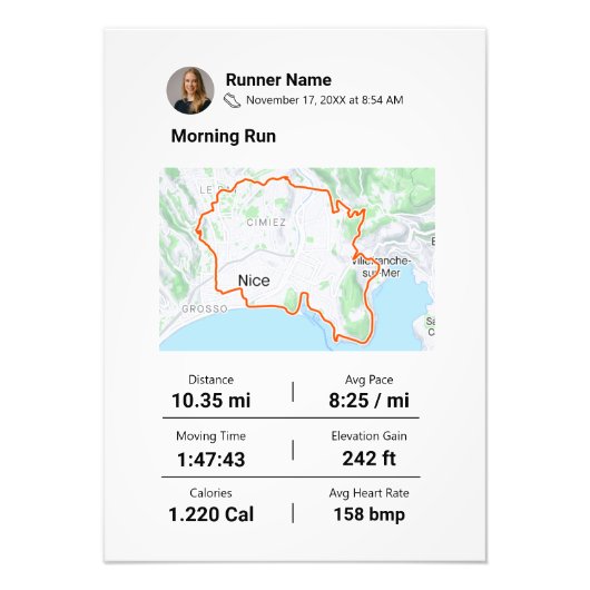 任意のマラソンルート走 フォトプリント            (正面)