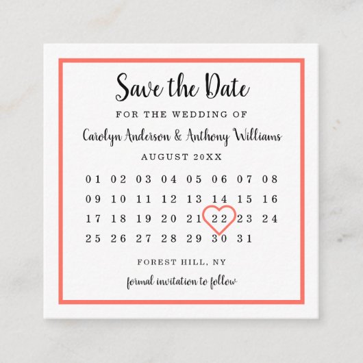 任意のモダンカラーフォトカレンダー日付を保存 エンクロージャーカード (正面)