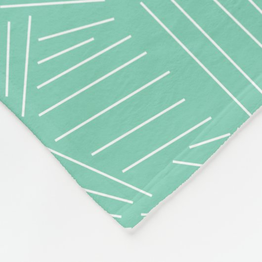 任意のモダンカラーミントレトロ幾何学的パターン フリースブランケット (角)