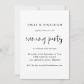 任意のモダンカラー夕べパーティーのスクリプ結婚ト 招待状 (正面)