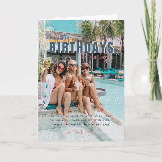 任意のモダン年齢の誕生日写真 カード (正面)