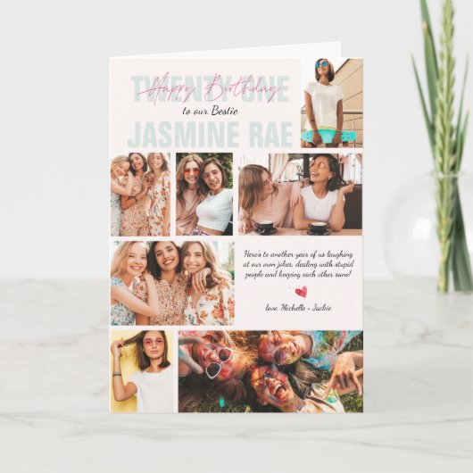 任意のモダン年齢誕生日 | 7フォトコラージュ カード (正面)