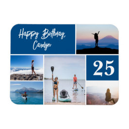 任意のモダン年齢5写真コラージュハッピーバースデー マグネット