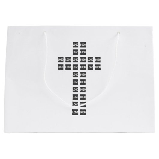 任意のロゴまたは画像でクロスパターンを作成 ラージペーパーバッグ (正面)