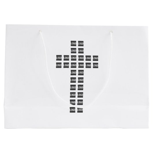 任意のロゴまたは画像でクロスパターンを作成 ラージペーパーバッグ (裏面)