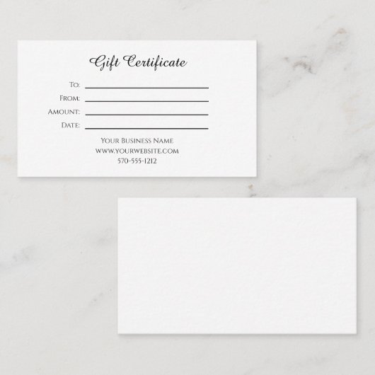 任意の事業または目的に対する贈与証明書 名刺 (正面/裏面)