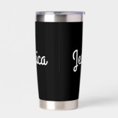 任意の名スタイリッシュクールはっきりした前の白い筆記体 保温保冷タンブラー (左面)