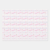 任意の名前かわいらしピンク&ホワイトバレリーナ ラッピングペーパーシート (正面2)