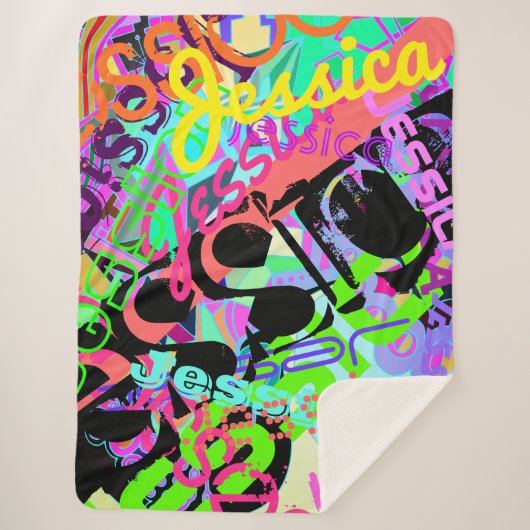 任意の名前のカスタマイズ可能なクリエイティブはっきりしたすごいカラフル シェルパブランケット (正面)