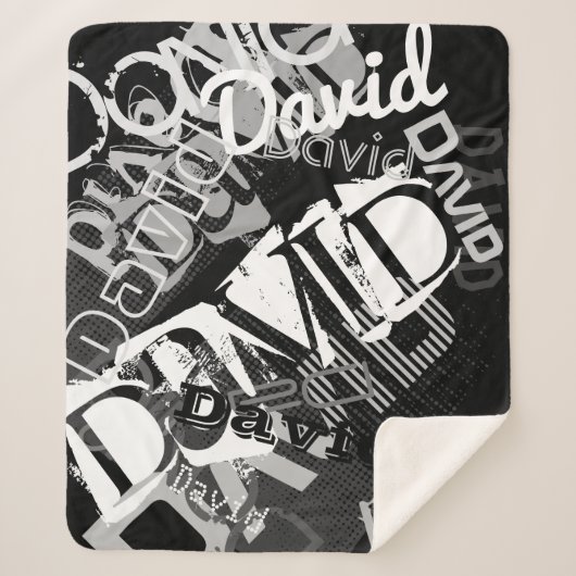 任意の名前のカスタマイズ可能なクリエイティブ白黒 シェルパブランケット (正面)