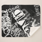 任意の名前のカスタマイズ可能なクリエイティブ白黒 シェルパブランケット (正面(横))