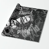 任意の名前のカスタマイズ可能なクリエイティブ白黒 ラッピングペーパー (アンロールド)