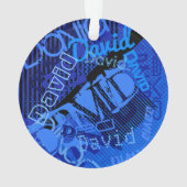 任意の名前のカスタマイズ可能なクリエイティブ青 オーナメント (裏面)