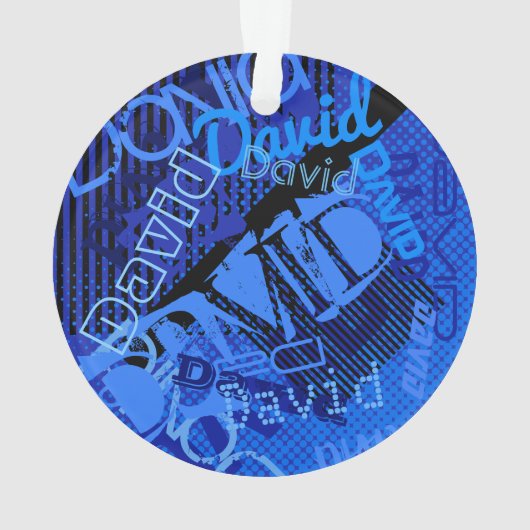 任意の名前のカスタマイズ可能なクリエイティブ青 オーナメント (裏面)