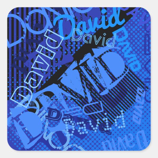 任意の名前のカスタマイズ可能なクリエイティブ青 スクエアシール (正面)