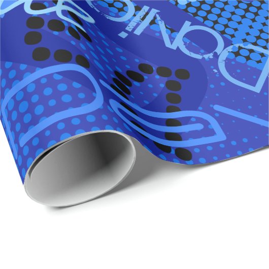 任意の名前のカスタマイズ可能なクリエイティブ青 ラッピングペーパー (ロールコーナー)