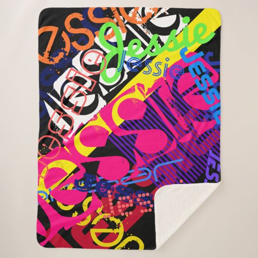 任意の名前のカスタマイズ可能なクリエイティブ すごい カラフル シェルパブランケット (正面)