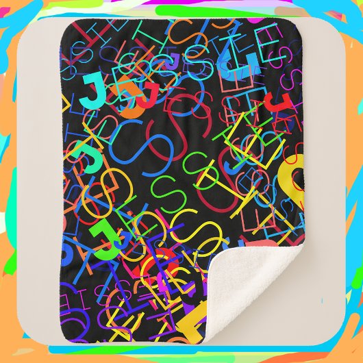 任意の名前のカスタマイズ可能な明るい色と黒 シェルパブランケット