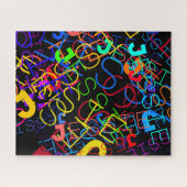 任意の名前のカスタマイズ可能な明るい色と黒 ジグソーパズル (横)