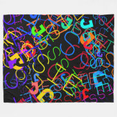 任意の名前のカスタマイズ可能な明るい色と黒 フリースブランケット (正面(横))