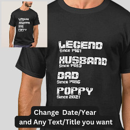 任意の名前の変更日付年凡例夫パパポピー Tシャツ