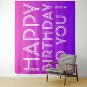 任意の名前の編集可能ハッピーバースデーピンク紫グラデーション タペストリー (インサイチュ)