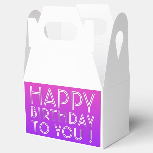 任意の名前の編集可能ハッピーバースデーピンク紫グラデーション フェイバーボックス (オープン)