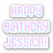 任意の名前へのカスタマイズ可能な文字ハッピーバースデー シール (正面)