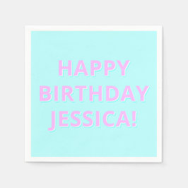任意の名前へのカスタマイズ可能な文字ハッピーバースデー スタンダードカクテルナプキン
