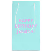 任意の名前へのカスタマイズ可能な文字ハッピーバースデー スモールペーパーバッグ (正面)