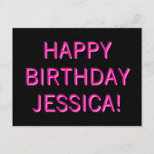 任意の名前へのカスタマイズ可能な文字ハッピーバースデー ポストカード (正面)