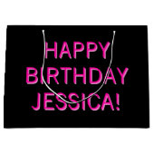 任意の名前へのカスタマイズ可能な文字ハッピーバースデー ラージペーパーバッグ (正面)