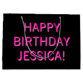 任意の名前へのカスタマイズ可能な文字ハッピーバースデー ラージペーパーバッグ (裏面)