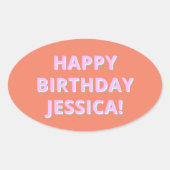 任意の名前へのカスタマイズ可能な文字ハッピーバースデー 楕円形シール (正面)