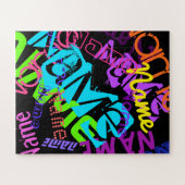 任意の名前を作成するカスタマイズ可能な明るい色と黒 ジグソーパズル (横)