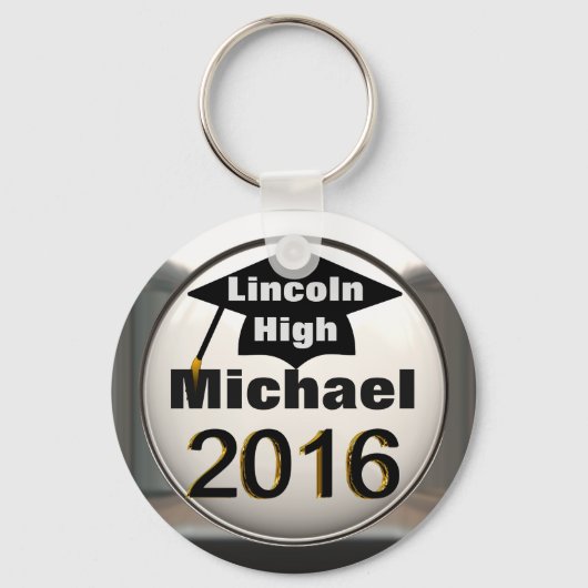任意の名前を追加2016 Graduation Silver Keychain キーホルダー (正面)