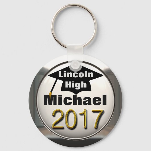 任意の名前を追加2017 Graduation Silver Keychain キーホルダー (正面)