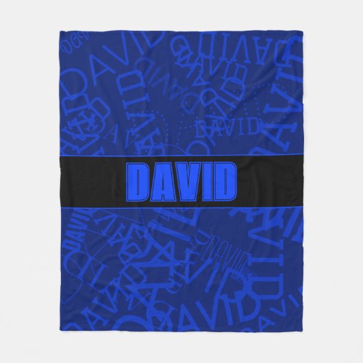 任意の名前を追加,名前のコラージュnavy blue フリースブランケット (正面)