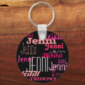 任意の名前を追加Pink Shades Keychain パーソナライズされた キーホルダー (正面)