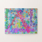 任意の名前コラージュパズルと花 ジグソーパズル (横)